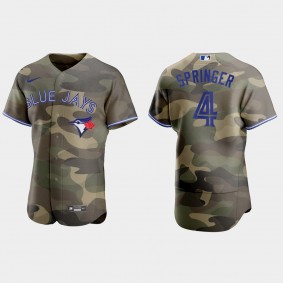 George Springer Toronto Blue Jays 2021 National Armed Forces Day Authentic Jersey - Camo