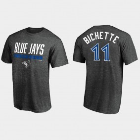 Men's Toronto Blue Jays #11 Bo Bichette Win Stripe Logo T-Shirt - Charcoal