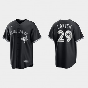 Toronto Blue Jays Joe Carter 2021 All Black Fashion Replica Jersey - Black White
