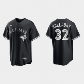 Toronto Blue Jays Roy Halladay 2021 All Black Fashion Replica Jersey - Black White