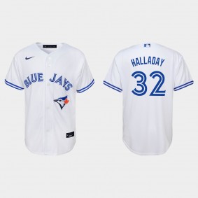 Youth Toronto Blue Jays #32 Roy Halladay White Replica Home Jersey