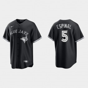 Toronto Blue Jays Santiago Espinal 2021 All Black Fashion Replica Jersey - Black White